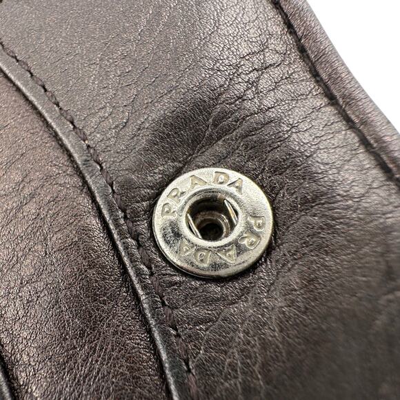 Prada Metallic Brown Wave Leather Flap Continental Wallet - Picture 8 of 16